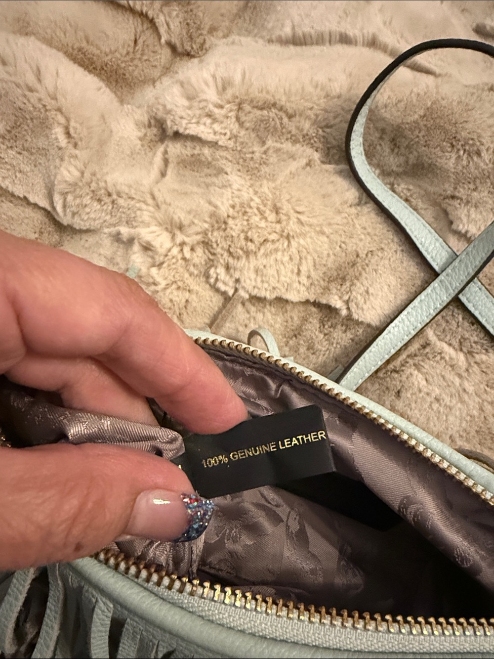 Vintage Rebecca Minkoff Light Blue Fringe Crossbody Bag - Picture 7 of 7